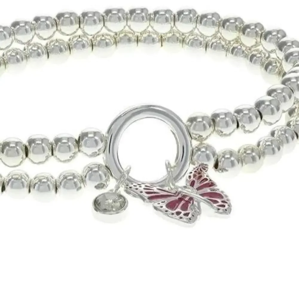 Alex and Ani Bracelet Women's OS Shiny Silver Butterfly Double Stretch JDM677